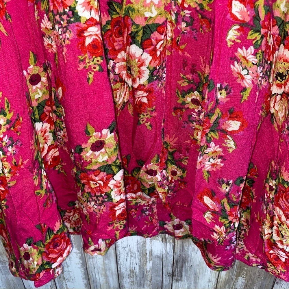 Jodifl Pink Button Neck Floral Tunic Dress - Picture 2 of 6
